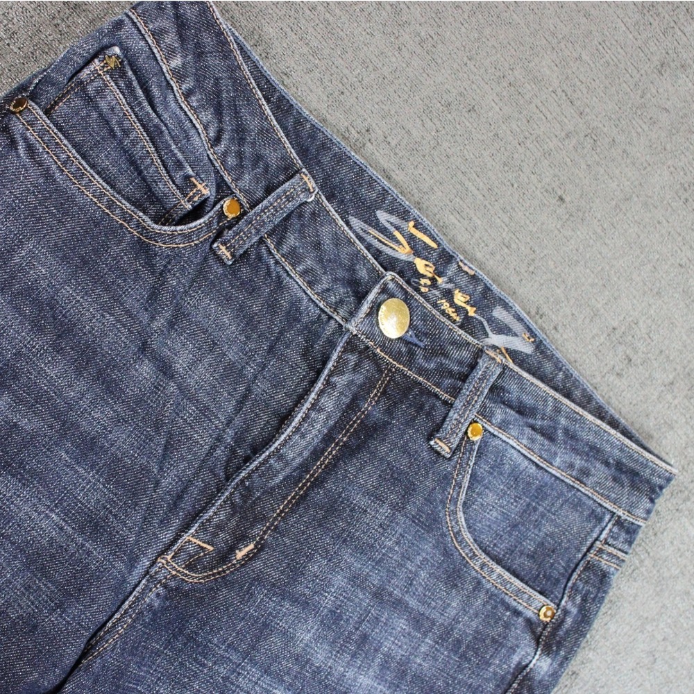 Seven7 Womens High Rise Micro Bootcut Jeans Dark Wash Blue Size 6